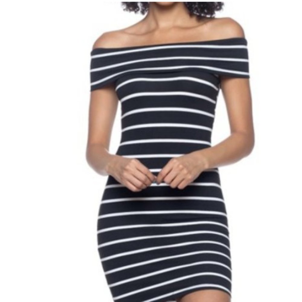 Off Shoulder Black & White Dress